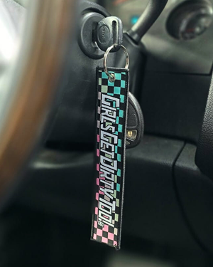 Checkered Keychain - Mint/Pink